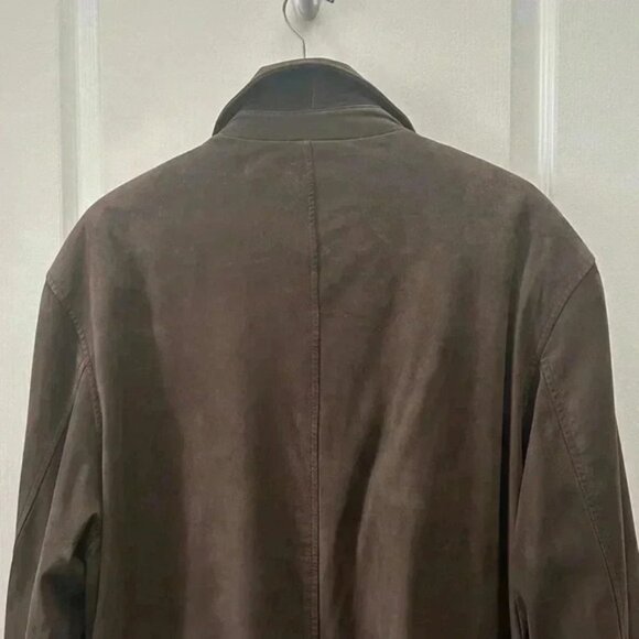 Vintage 90s Men’s Brown Suede Leather Jacket Oversized Size Large - Picture 7 of 15